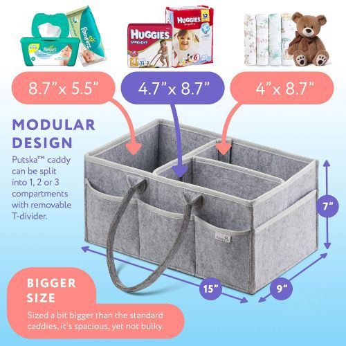  [아마존베스트]PUTSKA Putska Baby Diaper Caddy Organizer - Gift Registry for Baby Shower, Nursery Organizer, Neutral Baby Gift Basket, Changing Table Organizer (Diaper Caddy)