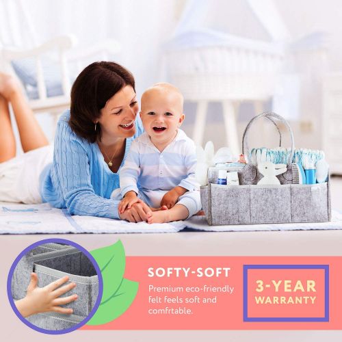  Putska Baby Diaper Caddy Organizer - Gift Registry for Baby Shower, Nursery Organizer, Neutral Baby Gift Basket, Changing Table Organizer (Diaper Caddy)