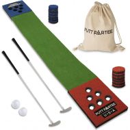 [아마존베스트]Putt Partee Beer Pong Golf Putting Game - Set of 2 Foldable putters, 2 Balls, 1 Putting mat for Outdoor and Indoor use with Carrier Bag. Best Party Game Set.