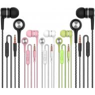 PUZMUG Earbuds Earphones with Microphone,5pack Ear Buds Wired Headphones,Noise Islating Earbuds,Fits 3.5mm Interface for iPad,iPod,Mp3 Players,Android and iOS Smartphones(Black+Pink+White