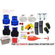 PWC Parts Co PWC Parts Ultimate Boating Starter Kit for All Boats w/Neoprene Life Jackets, Nyon Vests, Throw Cushion, 4X Dock Lines, Horn, Whistle, Contour Fenders, Gear Bag, First Aid Kit, Pad