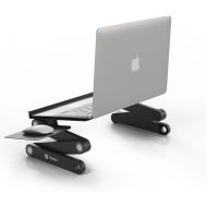 [아마존베스트]PWR+ Laptop Table Stand Adjustable Riser: Portable with Mouse Pad Fully Ergonomic Mount Ultrabook MacBook Gaming Notebook Light Weight Aluminum Black Bed Tray Desk Book Fans Up to 17 in