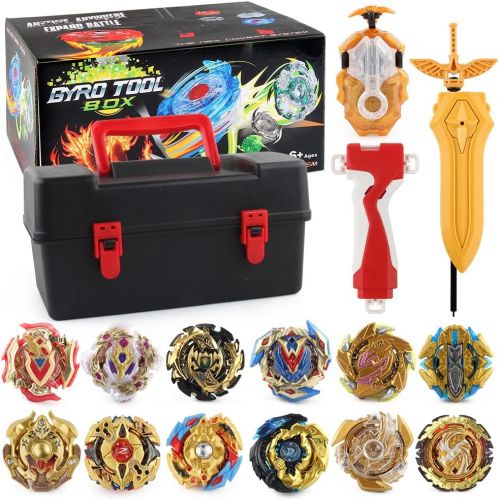  [아마존베스트]PWTAO Bey Battling Top Burst Launcher Grip Toy Blade Set Game Storage Box 8 Top Burst Gyros 3 Launchers Great Birthday Present for Boys Children Kids