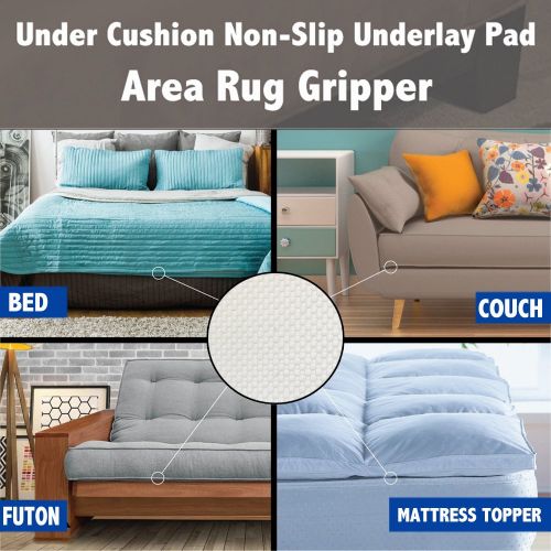  PX Home Under Cushion Anti-slip Underlay Pad,Stops Couch Cushions from Sliding Sofa Grip Mats 23.6 x 23.6 -Fits All Types of Sofas, Couches, Outdoor Furniture, Carpet, Rug, Mattres