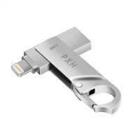 USB Flash Drive 128GB for iPhone Memory Stick Lightning External Storage Photo Stick PenDrive USB3.0 3in1 OTG Drive Flash PXH for iPhone iPad iOS MAC Android and Computers (Silver1