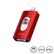 USB Flash Drive 128GB USB Stick Lightning iPhone Memory Stick External Storage Photo Stick PenDrive USB3.0 PXH 3in1 OTG Drive for Apple iPhone iOS MAC Android and Computer (red128)