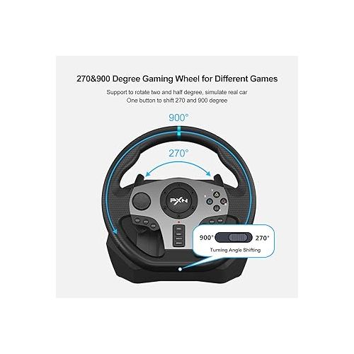  PXN Gaming Racing Wheel V9 Xbox Steering Wheel 270/900° Car Simulation with Pedal and Shifter, Paddle Shifters Driving Wheel for PS4, Xbox One, Xbox Series X|S, PC, Switch