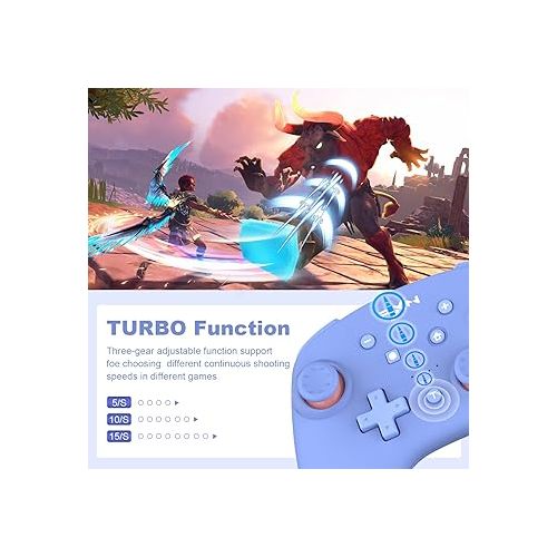  PXN 9607X Wireless Switch Pro Controller, Dual Shock Gamepad Joystick Support NFC, Turbo, Wake-up, Gyro Axis, Vibration for Switch/Lite/OLED & PC & IOS (Blue)
