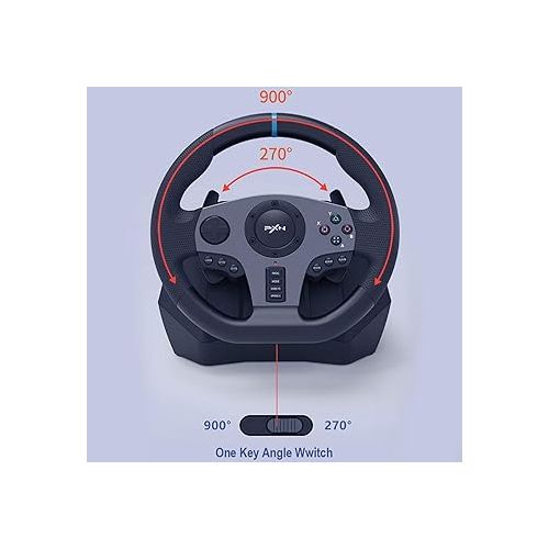  PXN V9 Gaming Racing Wheel With Pedals and Shifter 270/900° Dual-Motor Feedback Driving gaming Steering Wheel for PC,PS4,PS3,Xbox One, Xbox Series X/S,N-Switch