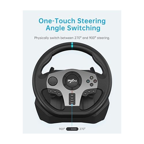  PXN V9 Gaming Racing Wheel with Pedals and Shifter, 270/900 Degree Steering Wheel for PC, Xbox One, Xbox Series X/S, PS4, PS3 and Switch