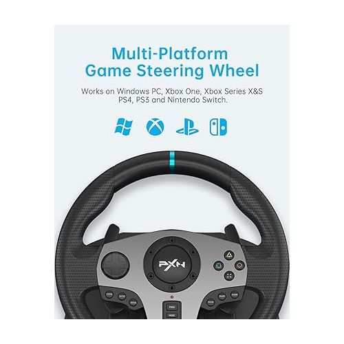  PXN V9 Gaming Racing Wheel with Pedals and Shifter, 270/900 Degree Steering Wheel for PC, Xbox One, Xbox Series X/S, PS4, PS3 and Switch