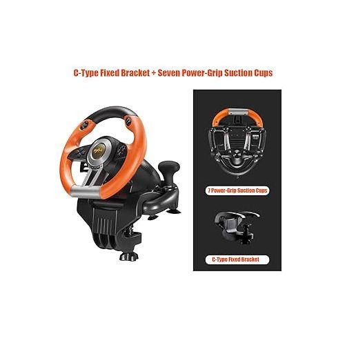  PXN V3II PC Racing Wheel, USB Car Race Game Steering Wheel with Pedals for Windows PC/PS3/PS4/Nintendo Switch/Xbox One/Xbox Series X/S