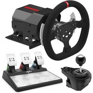 PXN V10 Force Feedback Gaming Racing Wheel with Magnetic Pedals and Shifter, 270/900 Degree, Dual Paddles and Detachable Design Steering Wheel for PC, PS4, Xbox One, Xbox Series X|S