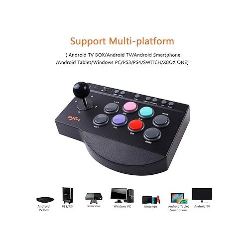  PXN Arcade Fight Stick Joystick for Xbox One, Xbox Series X|S PC,Switch,PS4,PS3,Android TV Box, Nintendo,Windows,with USB Port,Turbo & Macro Functions Game Controllers