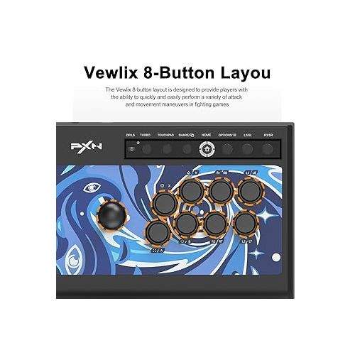  PXN Arcade Fight Stick, 008 Street Fighter Arcade Game Fighting Joystick with USB Port, with Turbo & Audio Functions, Suitable for Xbox One, Xbox Series X|S, PS3, PS4, Switch/Switch Lith, PC Windows