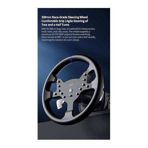  PXN-V99 PC Steering wheel, 3nm force feedback Racing wheel, 270/900° Dismantle, with Hall magnetic induction pedal, 6+1 gear shift rod steering wheel for PS4/PS3/ Xbox One/Series X/S/PC(7/8/10/11）