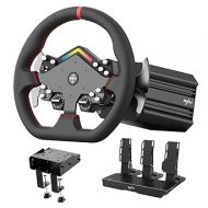 PXN V12 Lite Gaming Steering Wheel - 6Nm Torque Direct Drive Servo Racing Wheel with Pedals, Desktop Mounting Clip, Paddle Shifters, Driving Sim Pro Steering Wheel for PC, PS4 and Xbox