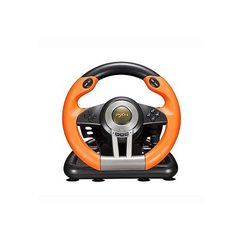  PXN PC Racing Wheel, V3II 180 Degree Universal Usb Car Sim Race Steering Wheel with Pedals for PS3, PS4, Xbox One, Xbox Series X/S, Nintendo Switch (Orange)