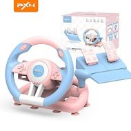 PXN V3II Racing Wheel - Gaming Steering Wheel for PC, 180 Degree Driving Wheel Volante PC Universal Usb Car Racing with Pedal for PS4, PC, PS3, Xbox Series X|S, Xbox One(pink)