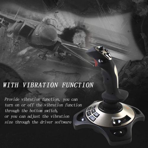  Flight Stick, PXN-2113 Flight Joystick has 12 Programmable Buttons and Vibration Function, Suitable for PC Windows (2000/XP/7/8/VISTA)