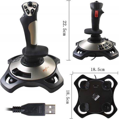  Flight Stick, PXN-2113 Flight Joystick has 12 Programmable Buttons and Vibration Function, Suitable for PC Windows (2000/XP/7/8/VISTA)