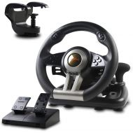Racing Wheel, PXN-V3II 180° Game Racing Steering Wheel with Pedal and Shift Paddle, Compatible for PC, PS3, PS4, Xbox One, Nintendo Switch.（Black）
