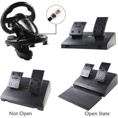  Racing Wheel, PXN-V3II 180° Game Racing Steering Wheel with Pedal and Shift Paddle, Compatible for PC, PS3, PS4, Xbox One, Nintendo Switch.（Black）