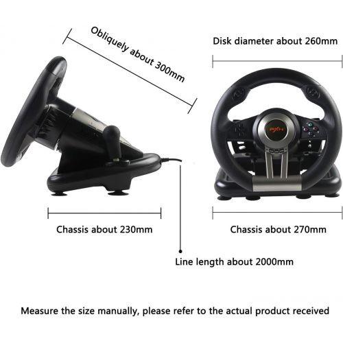  Racing Wheel, PXN-V3II 180° Game Racing Steering Wheel with Pedal and Shift Paddle, Compatible for PC, PS3, PS4, Xbox One, Nintendo Switch.（Black）