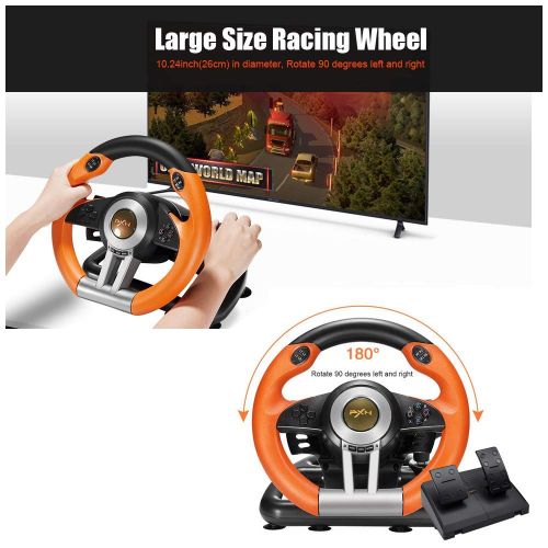  PXN V3II PC Racing Wheel, USB Car Race Game Steering Wheel with Pedals for Windows PC/PS3/PS4/Xbox One/Nintendo Switch