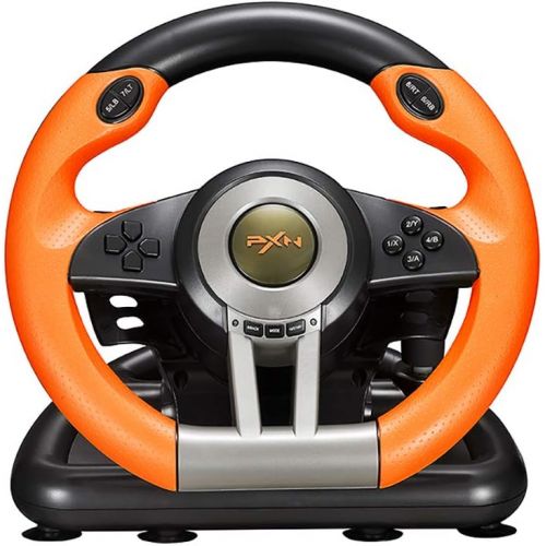  PC Racing Wheel,PXN V3II 180 Degree Universal Usb Car Sim Race Steering Wheel with Pedals for PS3,PS4,Xbox One,Xbox Series X/S,Nintendo Switch (Orange)…
