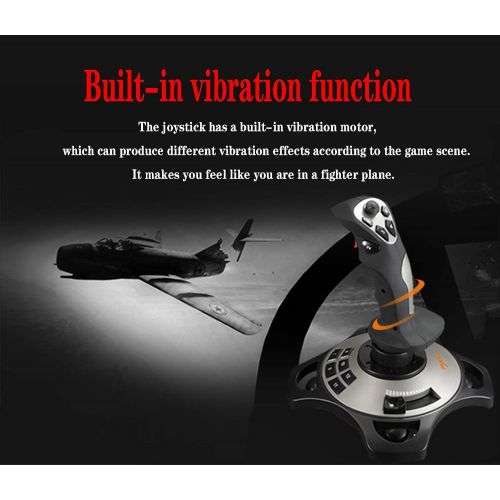  PXN-2113 USB Flight Stick PC Joystick Controller Simulator Gamepad Wired Gaming Control for Flight Stick Simulation Games, Advanced Throttle 4 Axis 8 Way HAT Switch, for Windows XP