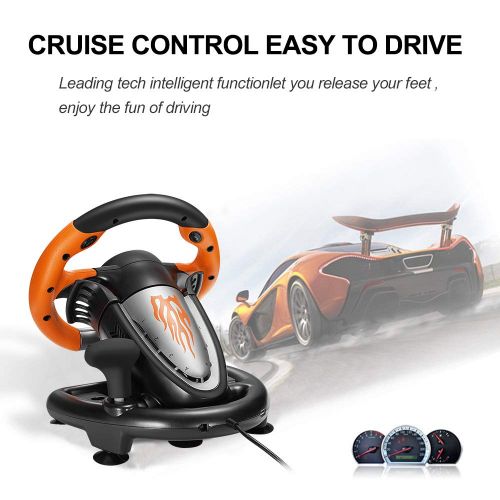  PXN V3III PS4 Gaming Steering Wheel,180° PC Racing Wheel and Dual Motors Vibration,PS4 Racing Wheel with Linear Pedal/Accelerator Brake,for PC/PS4/Xbox One/Xbox Series XS/Switch(Or