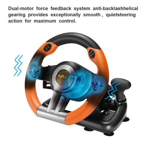  PXN V3III PS4 Gaming Steering Wheel,180° PC Racing Wheel and Dual Motors Vibration,PS4 Racing Wheel with Linear Pedal/Accelerator Brake,for PC/PS4/Xbox One/Xbox Series XS/Switch(Or