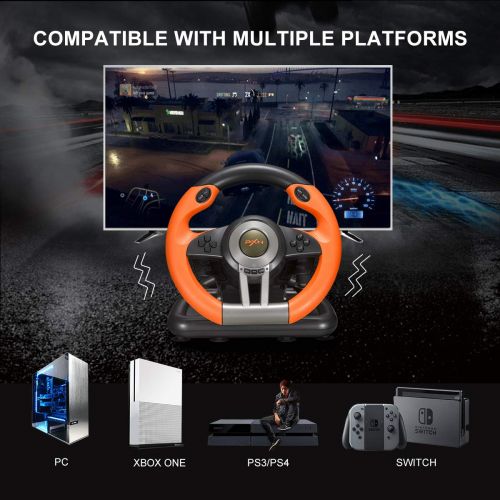  PXN V3III PS4 Gaming Steering Wheel,180° PC Racing Wheel and Dual Motors Vibration,PS4 Racing Wheel with Linear Pedal/Accelerator Brake,for PC/PS4/Xbox One/Xbox Series XS/Switch(Or