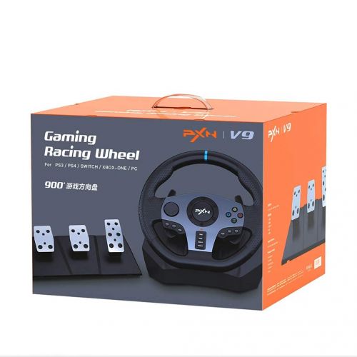  Steering Wheel for PC Racing Wheel , PXN V9 Driving Wheel Gaming Steering Wheel with Shifter and Pedal 270/ 900 Degree Vibration for PS4,PC,Xbox One,Xbox Series S/X,Nintendo Switch