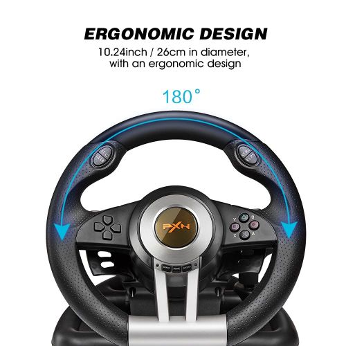  Racing Wheel Gaming Steering Wheel for PC, PXN V3II 180 Degree Driving Wheel Volante PC Universal Usb Car Racing with Pedal for PS4,PC,Xbox One,Xbox Series S/X, PS3, Nintendo Switc