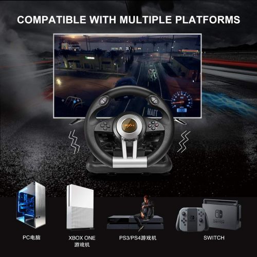  Racing Wheel Gaming Steering Wheel for PC, PXN V3II 180 Degree Driving Wheel Volante PC Universal Usb Car Racing with Pedal for PS4,PC,Xbox One,Xbox Series S/X, PS3, Nintendo Switc