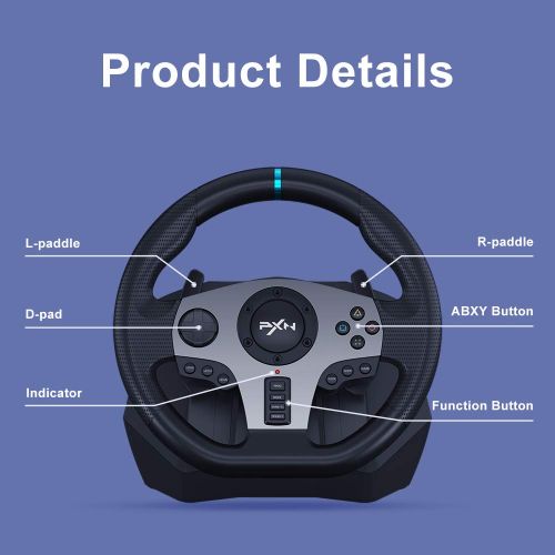  PC Steering Wheel, PXN V9 Universal Usb Car Sim 270/900 Degree Race Steering Wheel with 3-Pedals and Shifter Bundle for Xbox One,Xbox Series X/S,PS4,PS3, Nintendo Switch