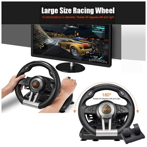  PXN V3II PC Racing Wheel, USB Car Race Gaming Steering Wheel with Pedals for Windows PC/PS3/PS4/Xbox One/Nintendo Switch