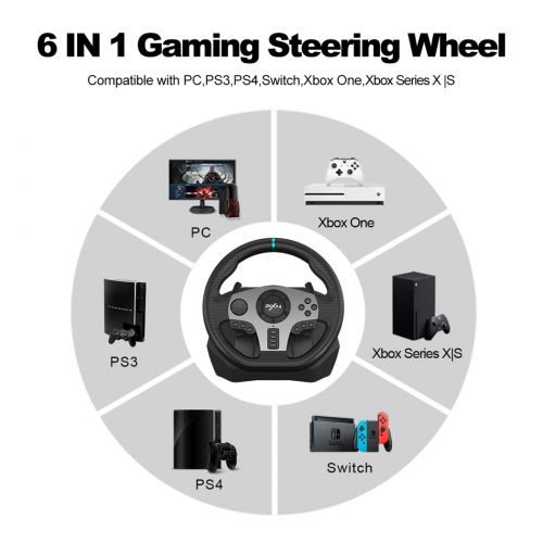  PC Racing Wheel, PXN V9 Racing Wheel 270/900° Car Sim Driving, Gaming Steering Wheel with Racing Paddle Shifters,3-Pedal Pedals and Gear Lever Bundle for PS4, Xbox Series XS, PS3,