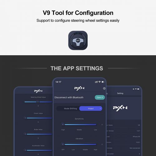  PC Racing Wheel, PXN V9 Racing Wheel 270/900° Car Sim Driving, Gaming Steering Wheel with Racing Paddle Shifters,3-Pedal Pedals and Gear Lever Bundle for PS4, Xbox Series XS, PS3,