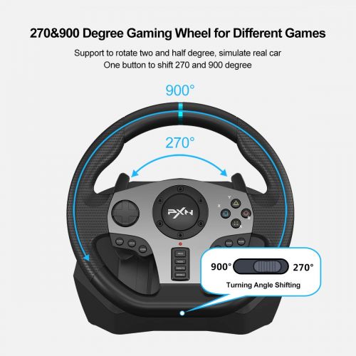  PC Racing Wheel, PXN V9 Racing Wheel 270/900° Car Sim Driving, Gaming Steering Wheel with Racing Paddle Shifters,3-Pedal Pedals and Gear Lever Bundle for PS4, Xbox Series XS, PS3,