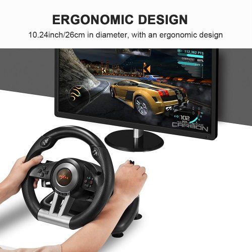  PC Racing Wheel, PXN V3II 180 Degree Universal Usb Car Sim Race Steering Wheel with Pedals for PS3,PS4,Xbox One,Xbox Series X/S,Nintendo Switch