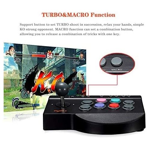  Arcade Stick,PXN 0082 Fight Stick PC Joystick Turbo and Macro Function Gaming Controller Arcade Fight Stick Turbo Macro USB Cable for PC,PS4,Xbox One,PS3,Nintendo Switch