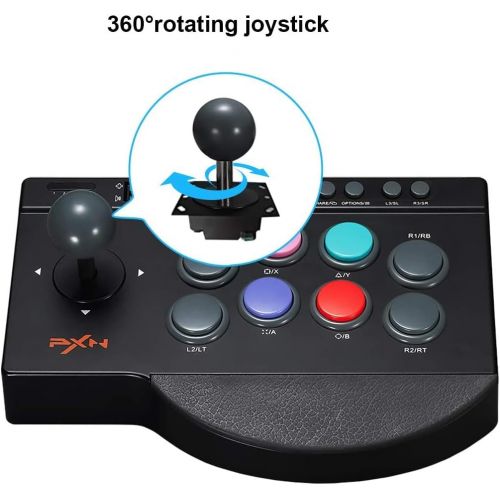  Arcade Stick,PXN 0082 Fight Stick PC Joystick Turbo and Macro Function Gaming Controller Arcade Fight Stick Turbo Macro USB Cable for PC,PS4,Xbox One,PS3,Nintendo Switch