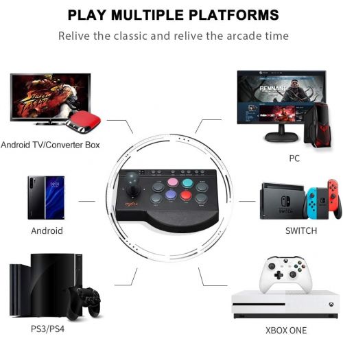  Arcade Stick,PXN 0082 Fight Stick PC Joystick Turbo and Macro Function Gaming Controller Arcade Fight Stick Turbo Macro USB Cable for PC,PS4,Xbox One,PS3,Nintendo Switch