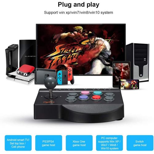  PXN 0082 Joystick Fighting Stick Gaming Controller PC Arcade Street Fighter Arcade Fight Stick Game USB Cable for PS3, PS4, Xbox One, Switch, Window PC