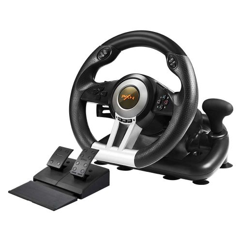  [아마존베스트]PXN V3II PC Racing Wheel, 180 Degree Universal Usb Car Racing Game Steering Wheel with Pedal for Windows PC, PS3, PS4, Xbox One, Nintendo Switch(Black)