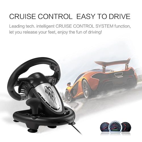  [아마존베스트]PXN V3II PC Racing Wheel, 180 Degree Universal Usb Car Racing Game Steering Wheel with Pedal for Windows PC, PS3, PS4, Xbox One, Nintendo Switch(Black)