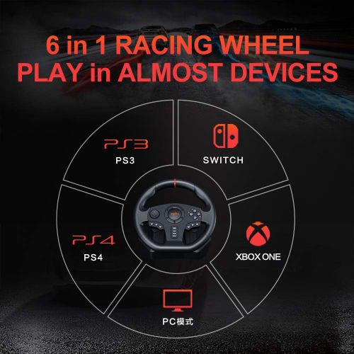  [아마존베스트]PXN V900 PC Racing Wheel, Universal Usb Car Sim 270/900 degree Race Steering Wheel with Pedals for PS3, PS4, Xbox, One, Nintendo Switch
